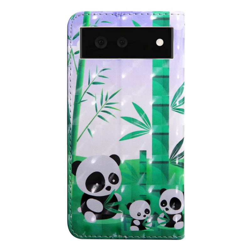 Capa De Couro Para Google Pixel 6 Família Panda