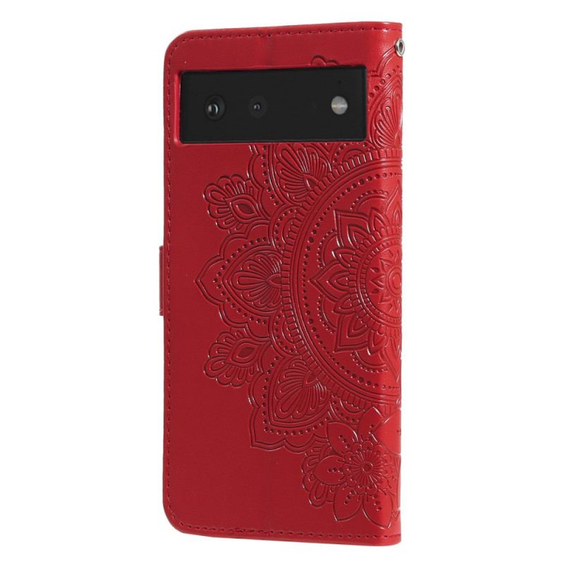 Capa De Couro Para Google Pixel 6 Flor Mandala