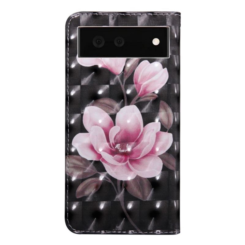 Capa De Couro Para Google Pixel 6 Flores Em Flor