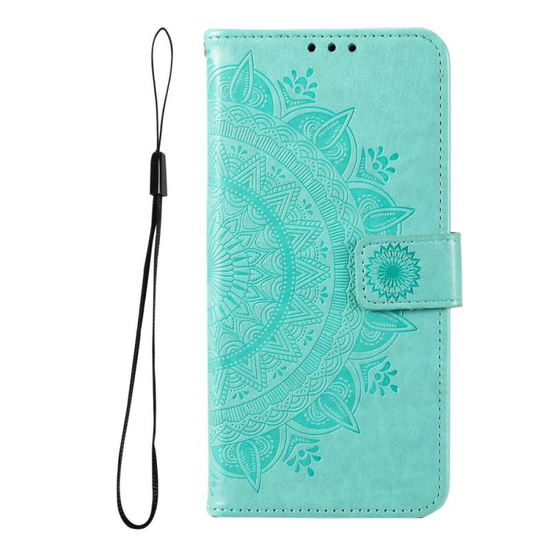 Capa De Couro Para Google Pixel 6 Mandala Do Sol