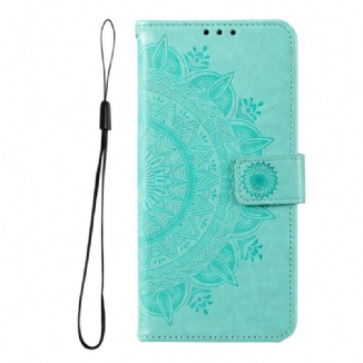 Capa De Couro Para Google Pixel 6 Mandala Do Sol