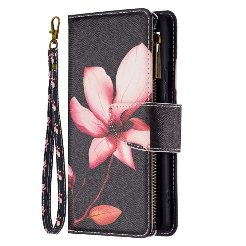 Capa Em Pele Para Google Pixel 6 Bolso Com Zíper Flor