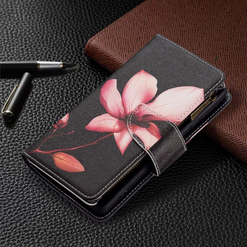 Capa Em Pele Para Google Pixel 6 Bolso Com Zíper Flor