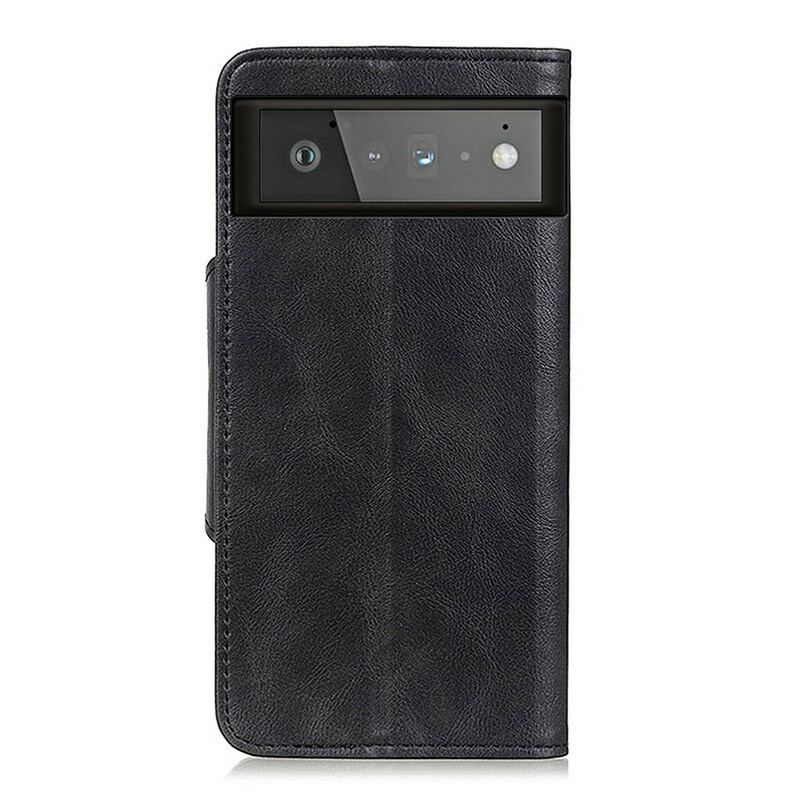 Capa Em Pele Para Google Pixel 6 Botão De Couro Falso