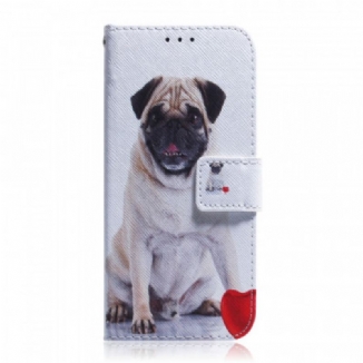 Capa Em Pele Para Google Pixel 6 Cachorro Pug