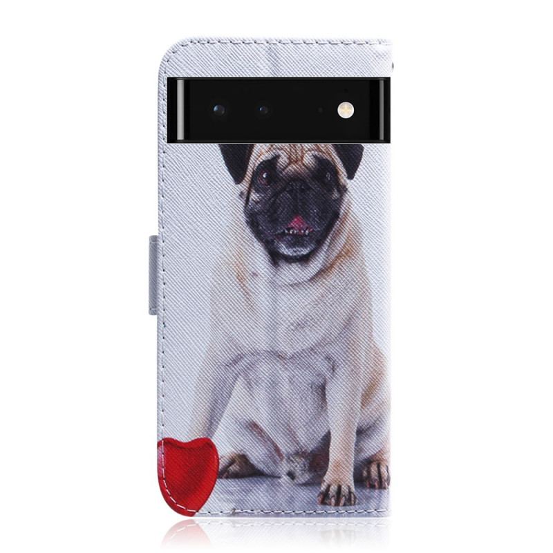 Capa Em Pele Para Google Pixel 6 Cachorro Pug