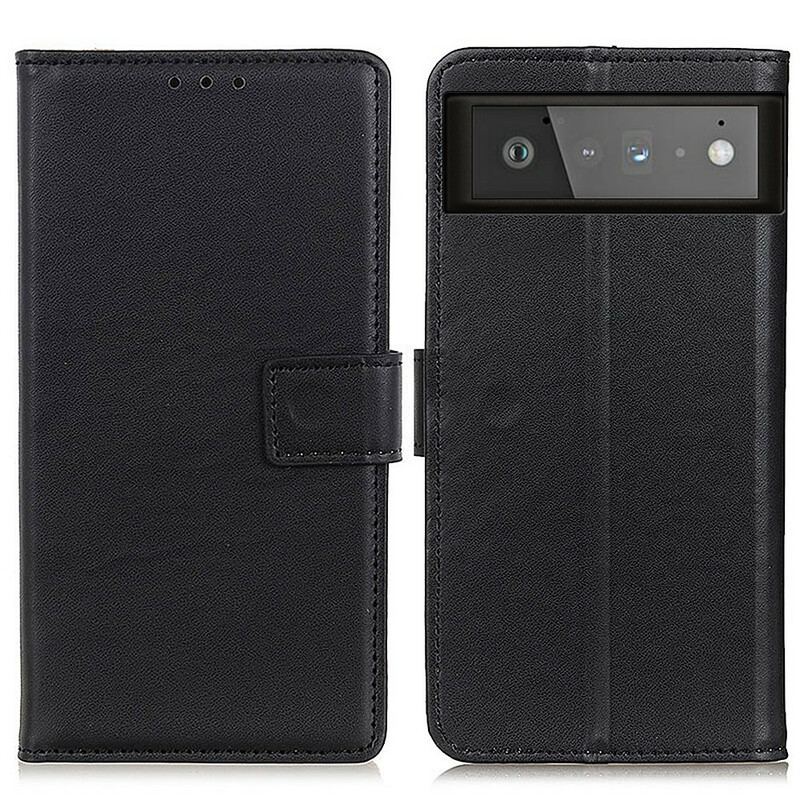 Capa Em Pele Para Google Pixel 6 Couro Sintético Liso