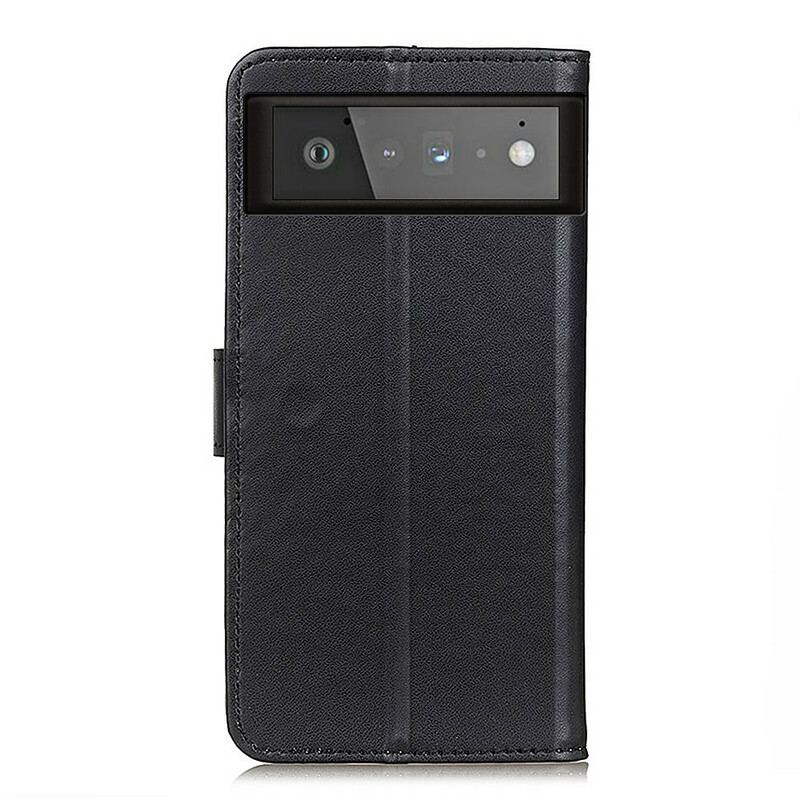 Capa Em Pele Para Google Pixel 6 Couro Sintético Liso