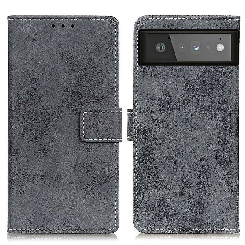 Capa Em Pele Para Google Pixel 6 Efeito Couro Vintage