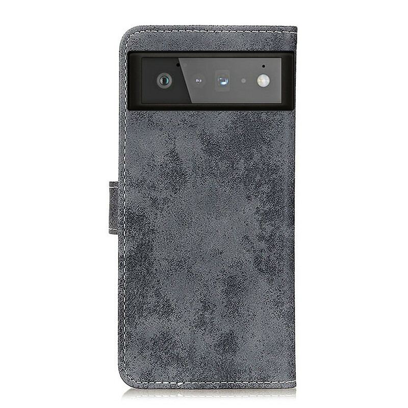 Capa Em Pele Para Google Pixel 6 Efeito Couro Vintage