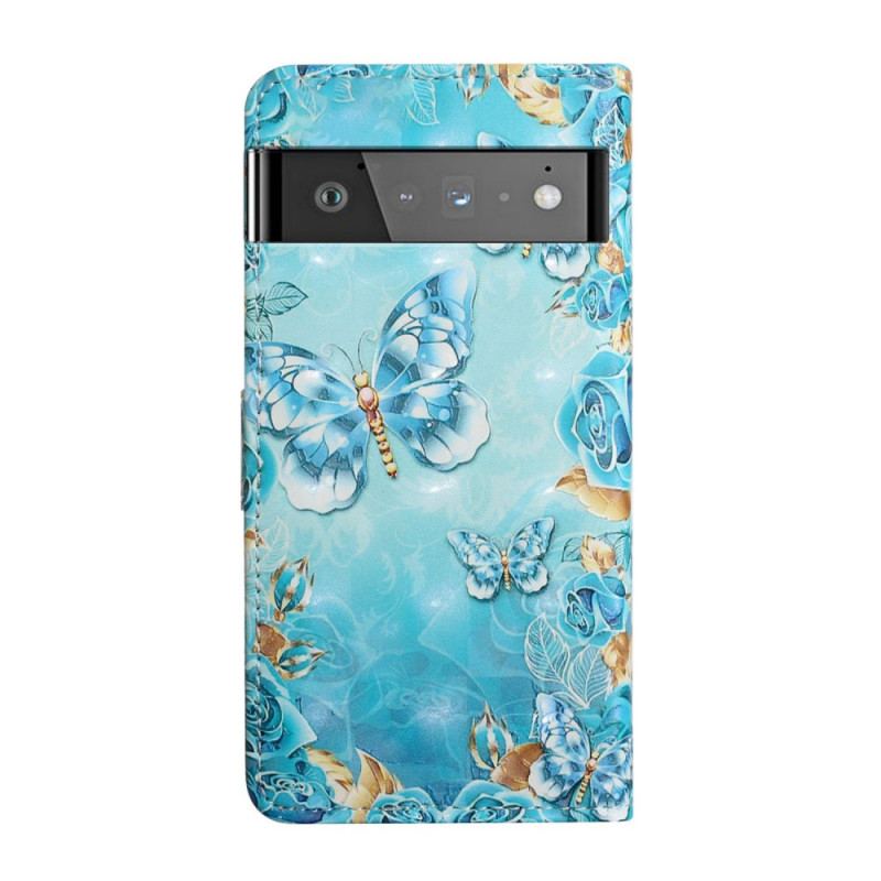 Capa Flip Para Google Pixel 6 Borboletas De Gelo