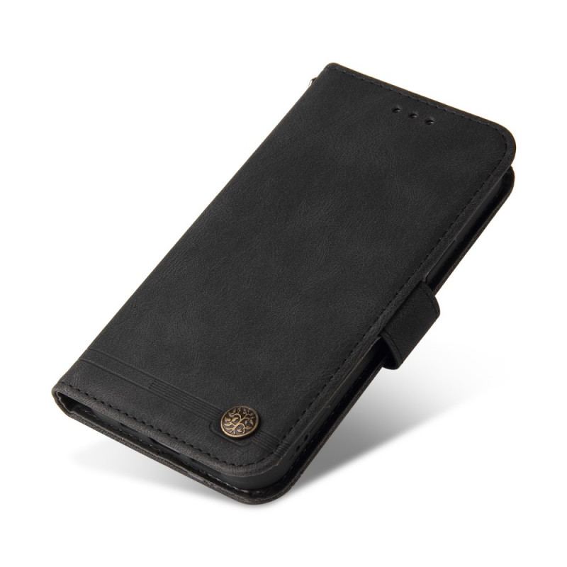 Capa Flip Para Google Pixel 6 Correia E Rebite De Couro Sintético