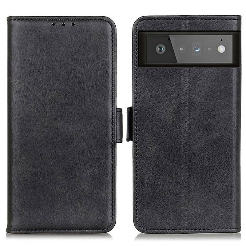 Capa Flip Para Google Pixel 6 De Couro Aba Dupla