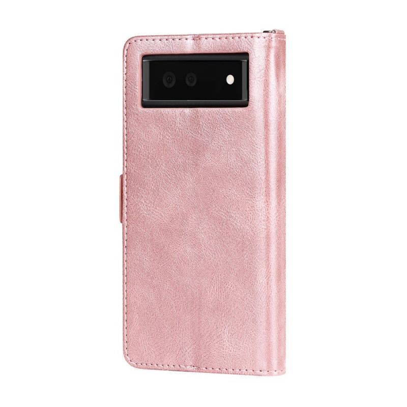 Capa Flip Para Google Pixel 6 De Couro Aba Rfid Dupla