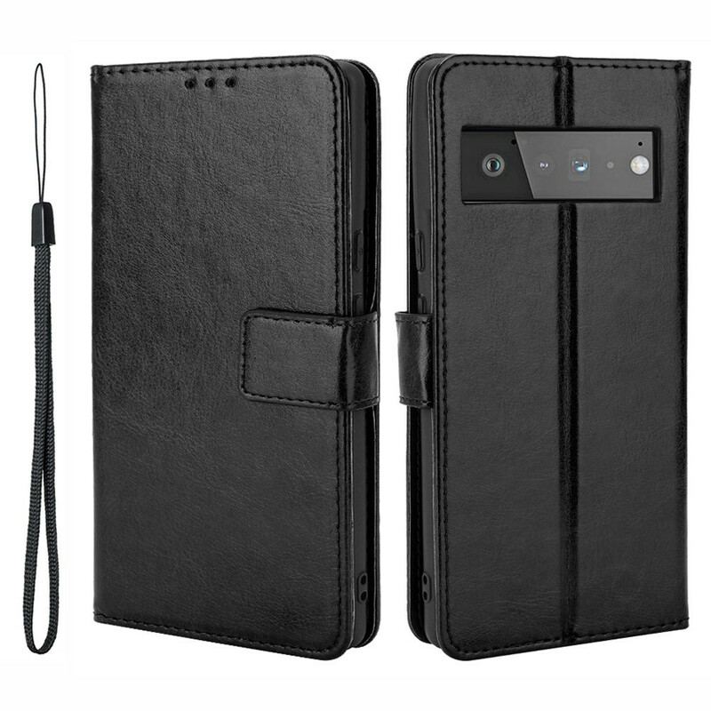 Capa Flip Para Google Pixel 6 Couro Falso Chamativo