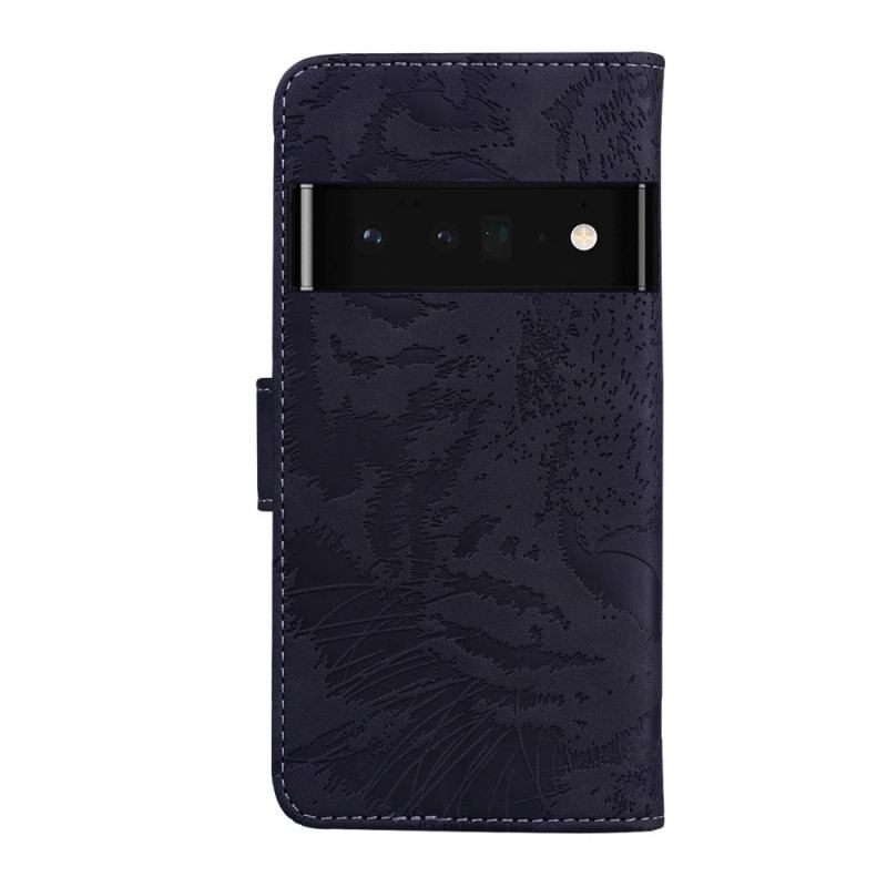 Capa Flip Para Google Pixel 6 Estampa Cara De Tigre