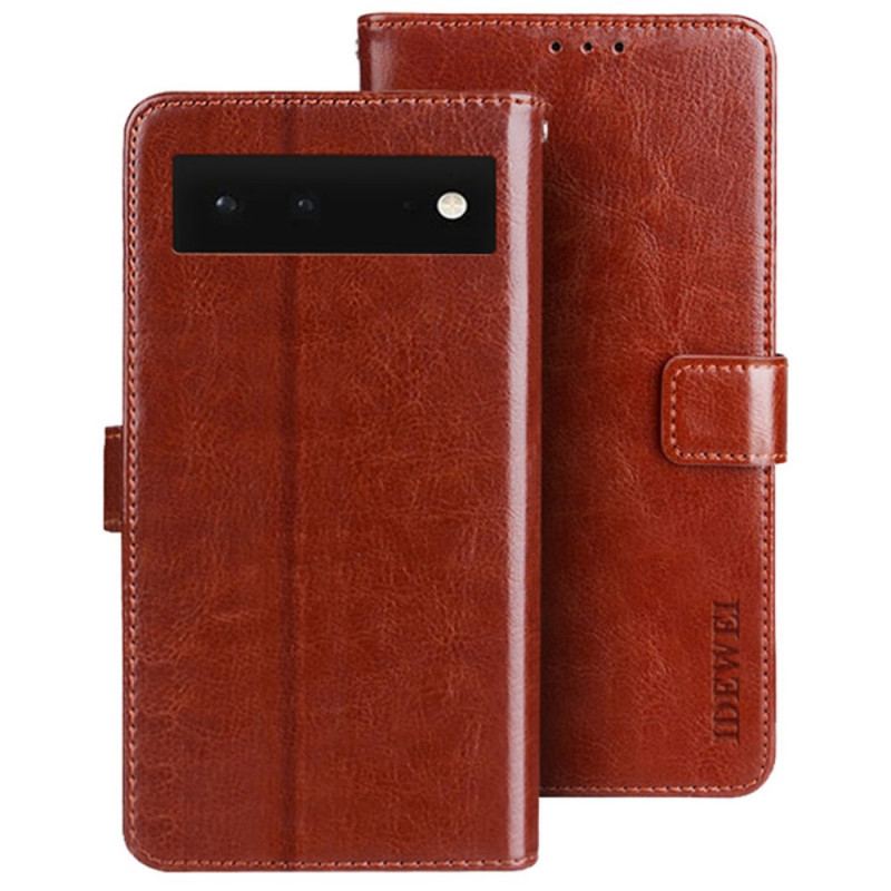 Capa Flip Para Google Pixel 6 Imitação De Couro Idewei