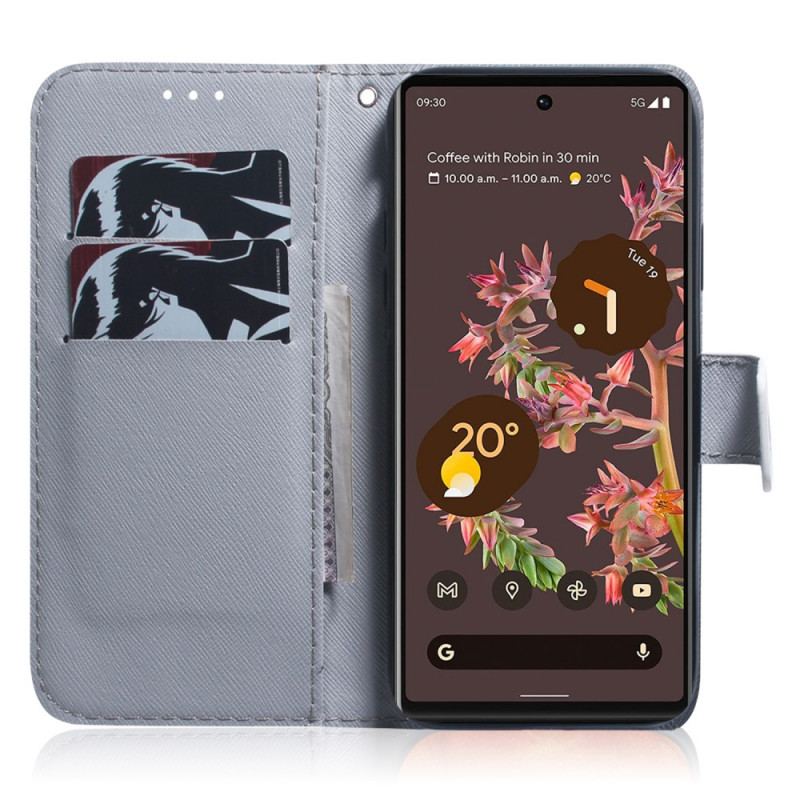 Capa Flip Para Google Pixel 6 Ramo De Árvore Florido