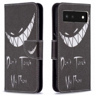 Capa Flip Para Google Pixel 6 Telefone Do Diabo