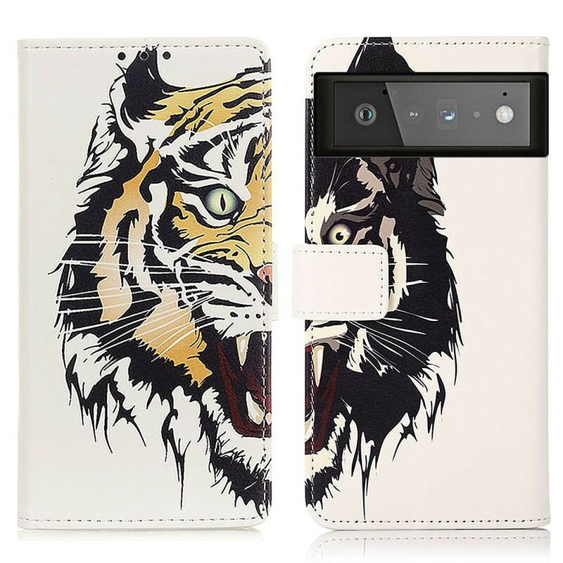 Capa Flip Para Google Pixel 6 Tigre Feroz