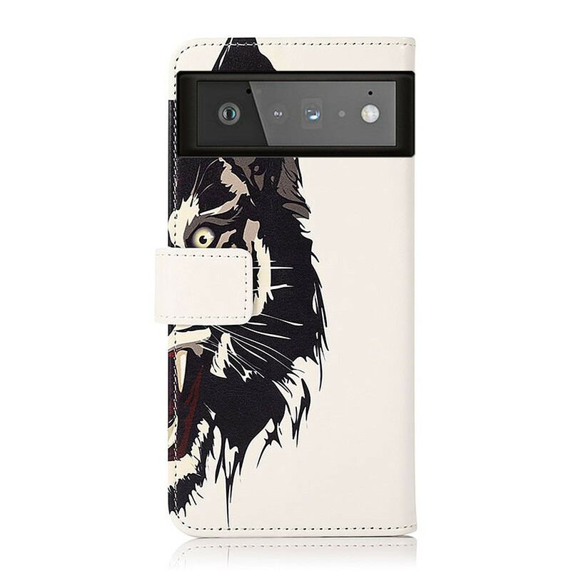 Capa Flip Para Google Pixel 6 Tigre Feroz