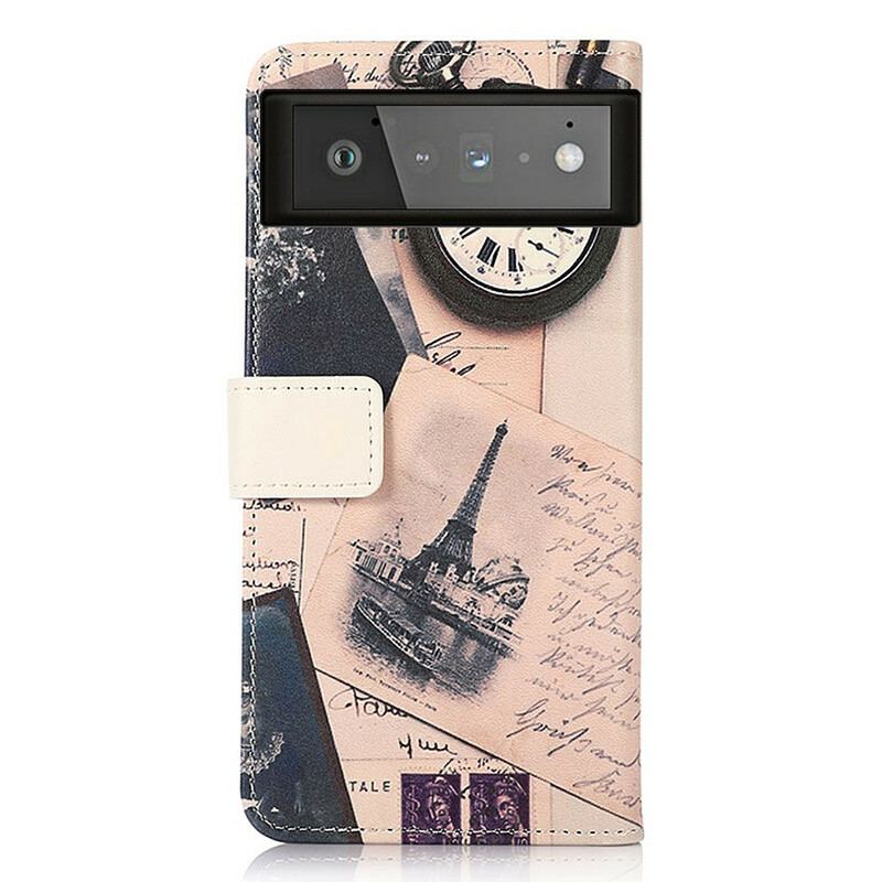 Capa Flip Para Google Pixel 6 Torre Eiffel Do Poeta