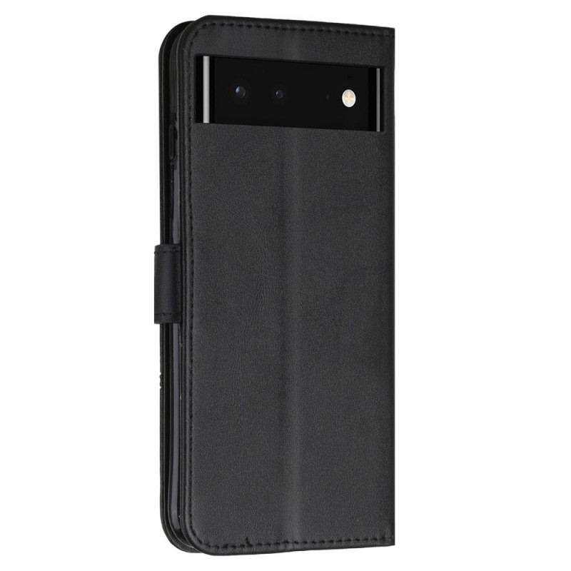 Capa Folio Para Google Pixel 6 De Cordão Strappy Geo Leather Effect