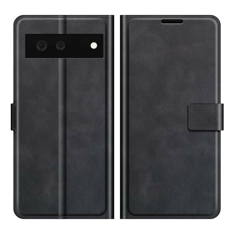 Capa Folio Para Google Pixel 6 Efeito De Couro Extremo Fino