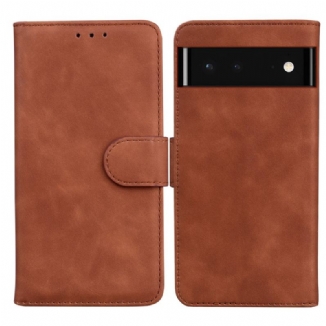 Capa Folio Para Google Pixel 6 Efeito Couro Monocromático