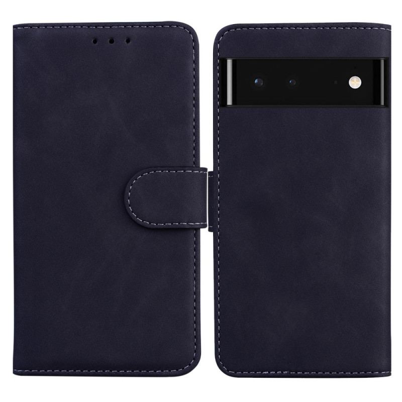 Capa Folio Para Google Pixel 6 Efeito Couro Monocromático