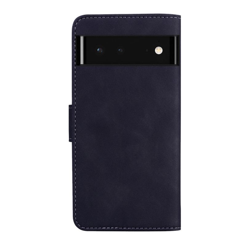 Capa Folio Para Google Pixel 6 Efeito Couro Monocromático