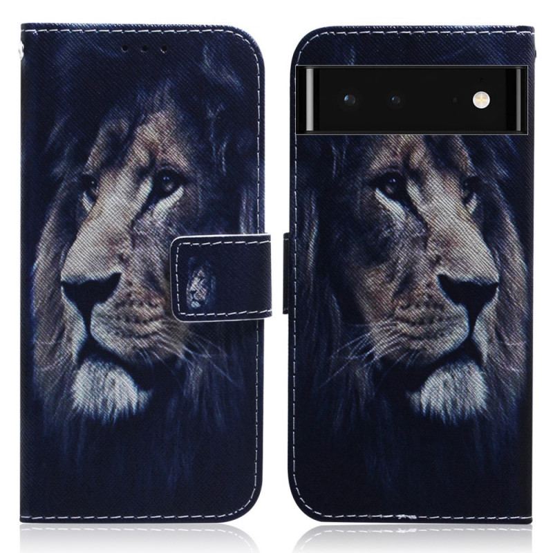 Capa Folio Para Google Pixel 6 Leão Sonhador