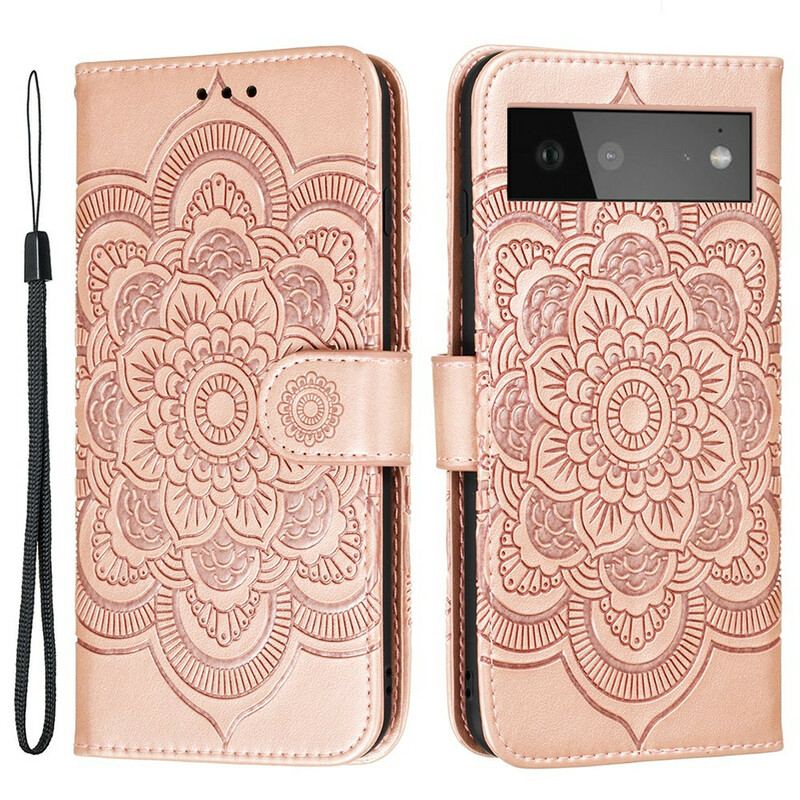 Capa Folio Para Google Pixel 6 Mandala Completa