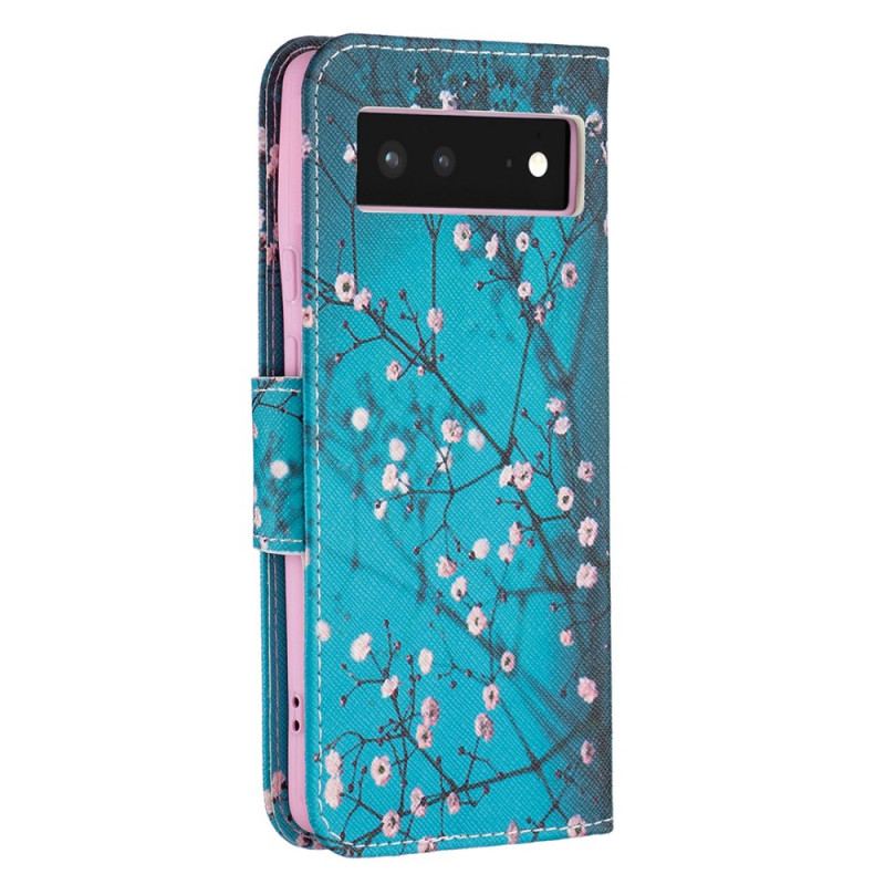 Capa Folio Para Google Pixel 6 Ramo De Árvore Florido