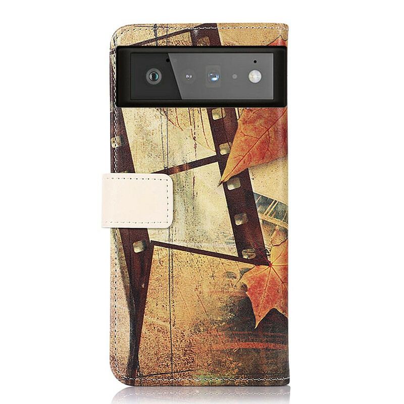 Capa Folio Para Google Pixel 6 Torre Eiffel No Outono