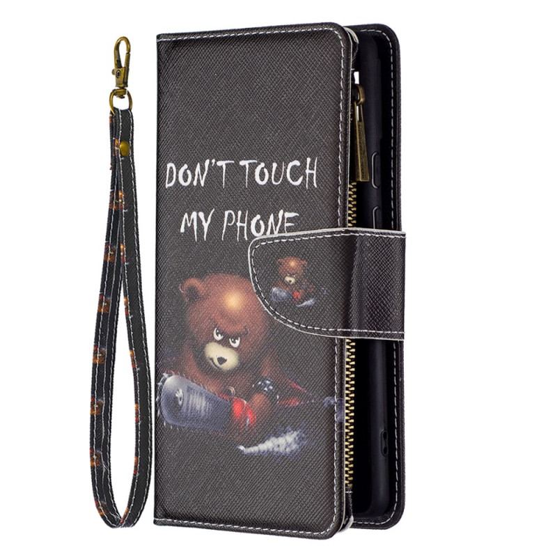 Capa Folio Para Google Pixel 6 Urso De Bolso Com Zíper