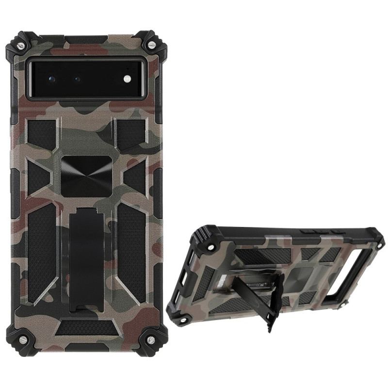 Capa Para Google Pixel 6 Suporte Removível De Camuflagem