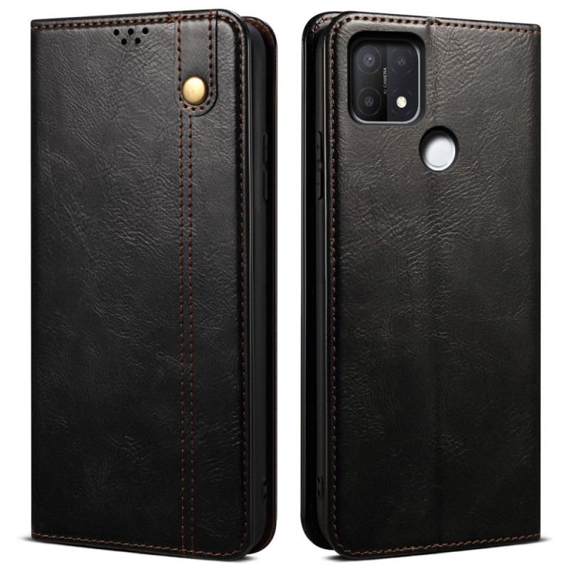 Capa De Celular Para Oppo A15 Flip Couro Sintético Encerado