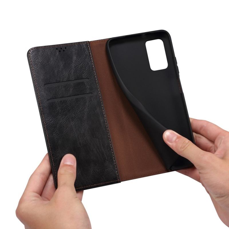 Capa De Celular Para Oppo A15 Flip Couro Sintético Encerado