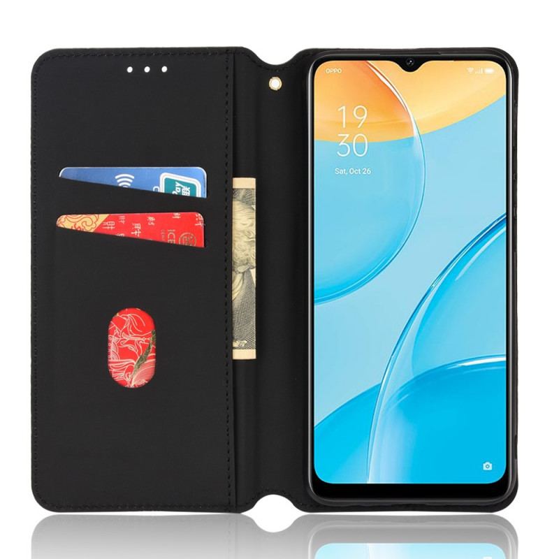 Capa De Celular Para Oppo A15 Flip Efeito Couro Diamante