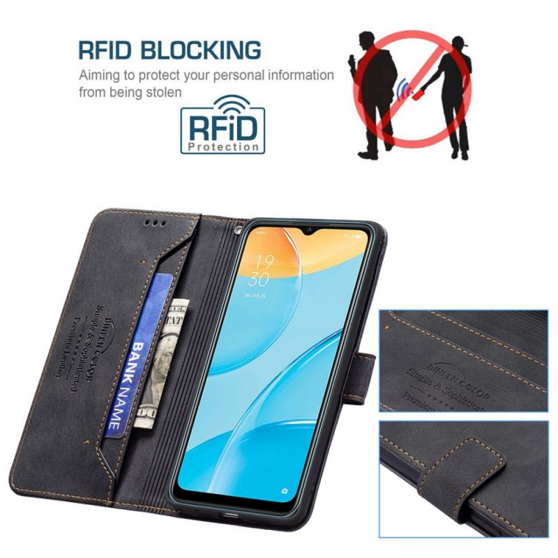 Capa Em Pele Para Oppo A15 Rfid Binfen Cor