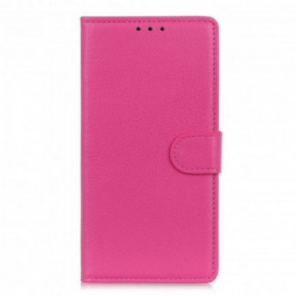 Capa Flip Para Oppo A15 Couro Sintético De Lichia