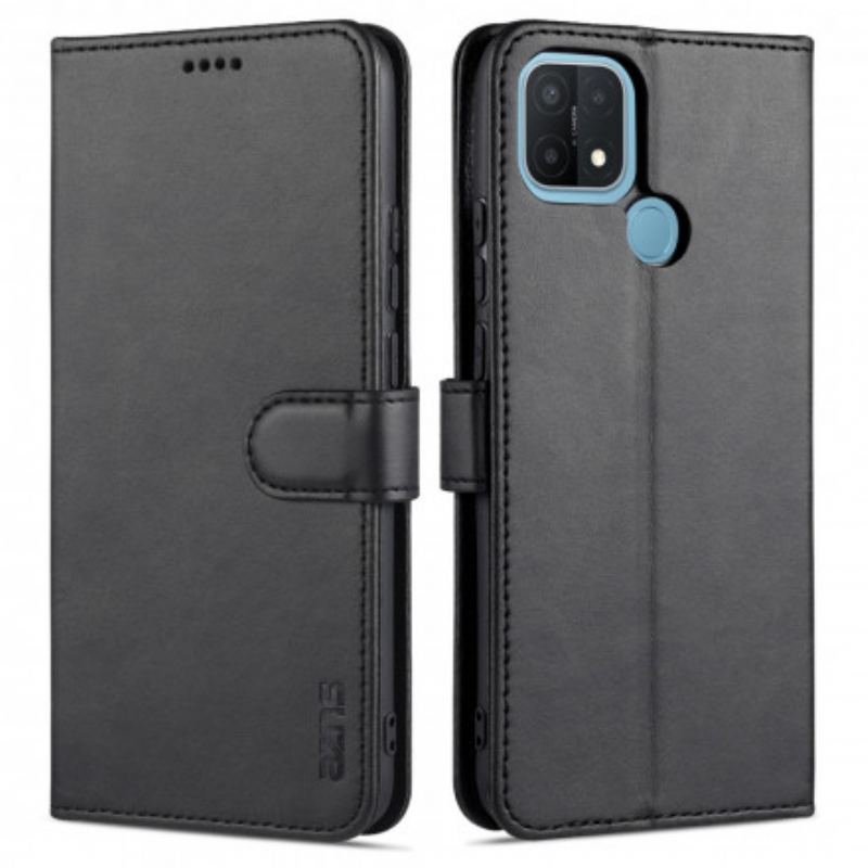 Capa Flip Para Oppo A15 Efeito Couro Azns