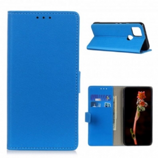 Capa Flip Para Oppo A15 Efeito Couro Brilhante Simples