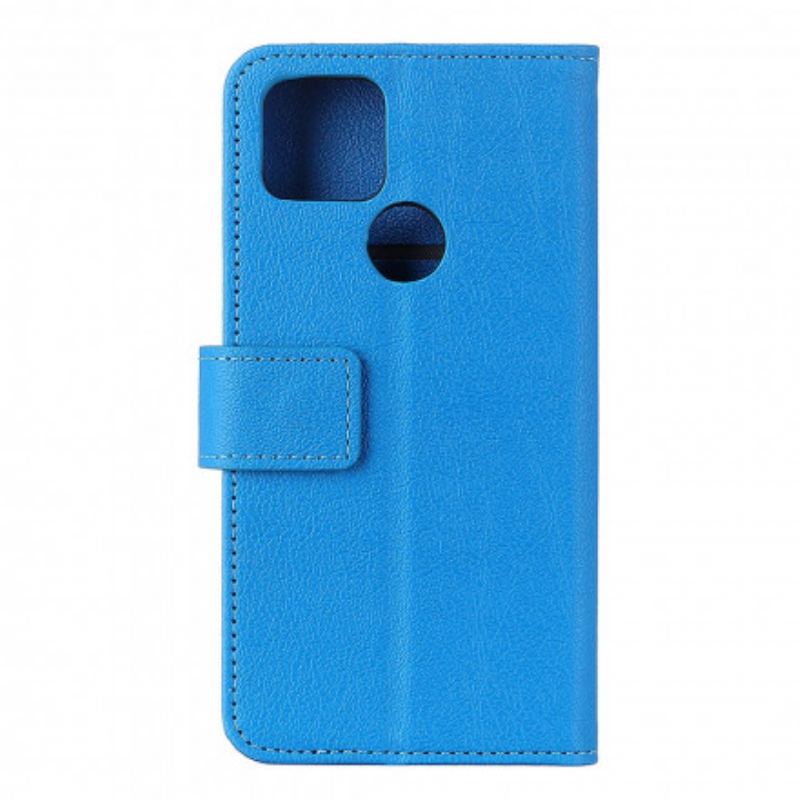 Capa Flip Para Oppo A15 Efeito Couro Brilhante Simples