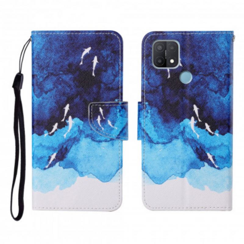 Capa Flip Para Oppo A15 Mar Com Tanga