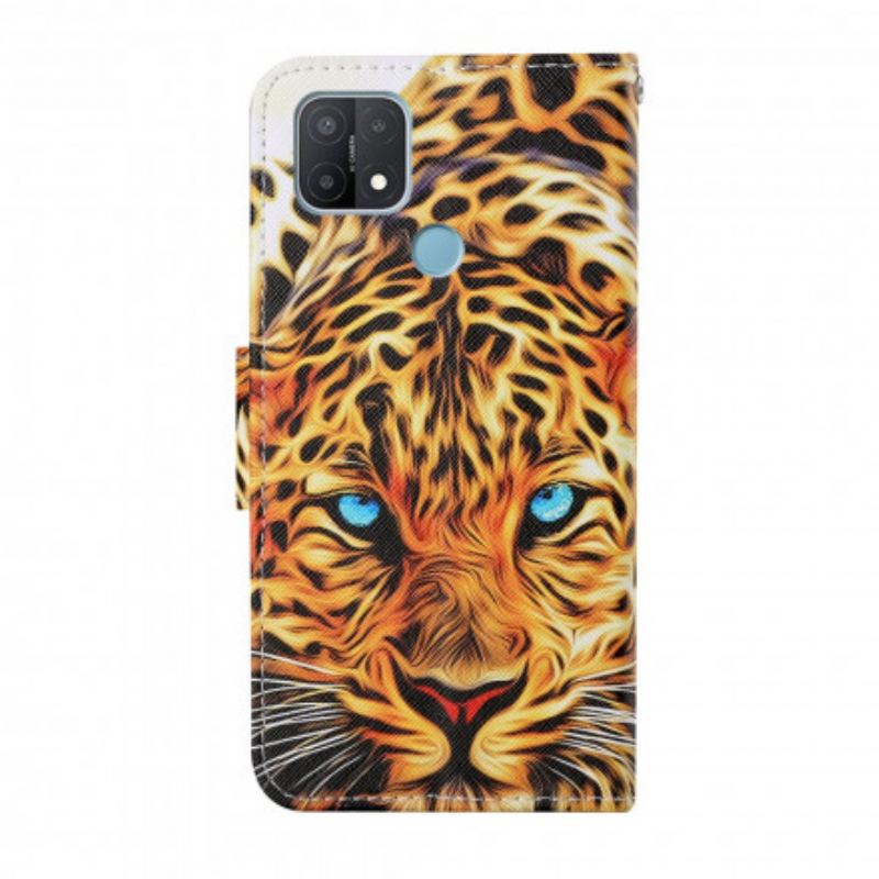 Capa Flip Para Oppo A15 Tigre Com Cordão