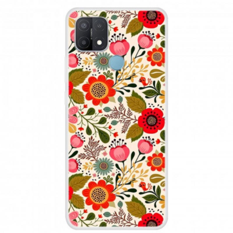 Capa Para Oppo A15 Tapeçaria Floral