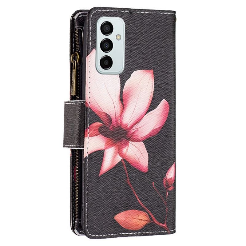 Capa De Couro Para Samsung Galaxy M23 5G Bolsa E Cordão Flor