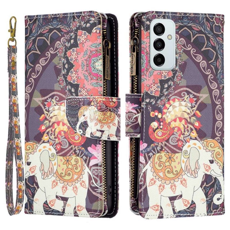 Capa De Couro Para Samsung Galaxy M23 5G Bolsa Elefante E Cordão